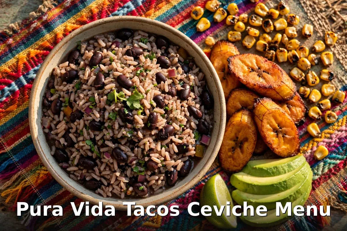Pura Vida menu prices Canada, gallo pinto with plantains and avocado at Pura Vida Toronto