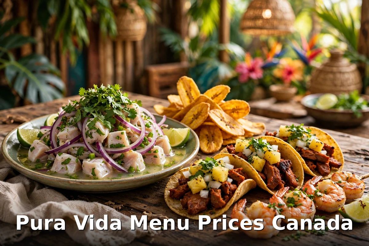 Pura Vida menu prices Canada 2026, Pura Vida ceviche and tacos at the Toronto Costa Rican restaurant