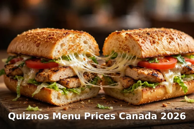 Quiznos Menu Prices Canada 2026, AI toasted sub photo with keyword text overlay