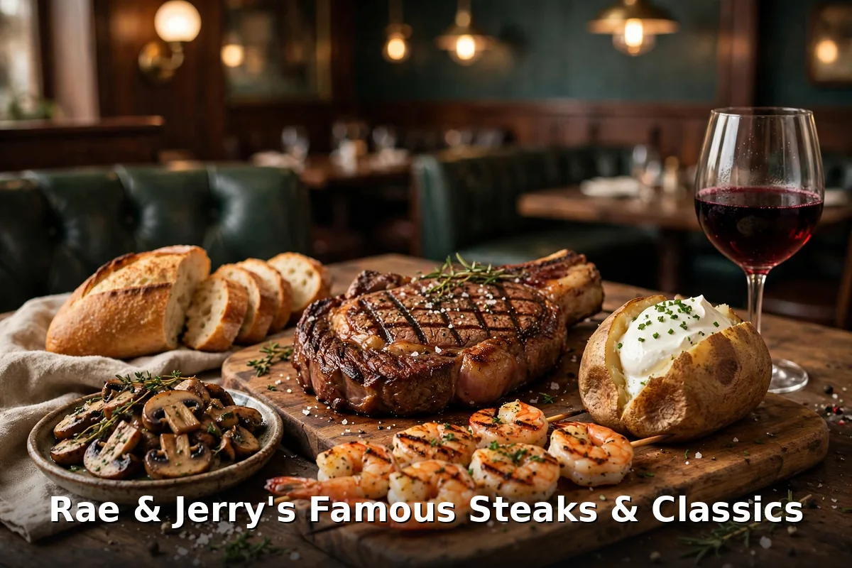Rae and Jerry's steakhouse spread with prime rib and steaks, rae and jerrys steakhouse dinner prices winnipeg