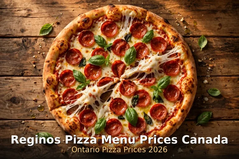Reginos Pizza menu prices, pepperoni pizza at Reginos Pizza Ontario Canada 2026