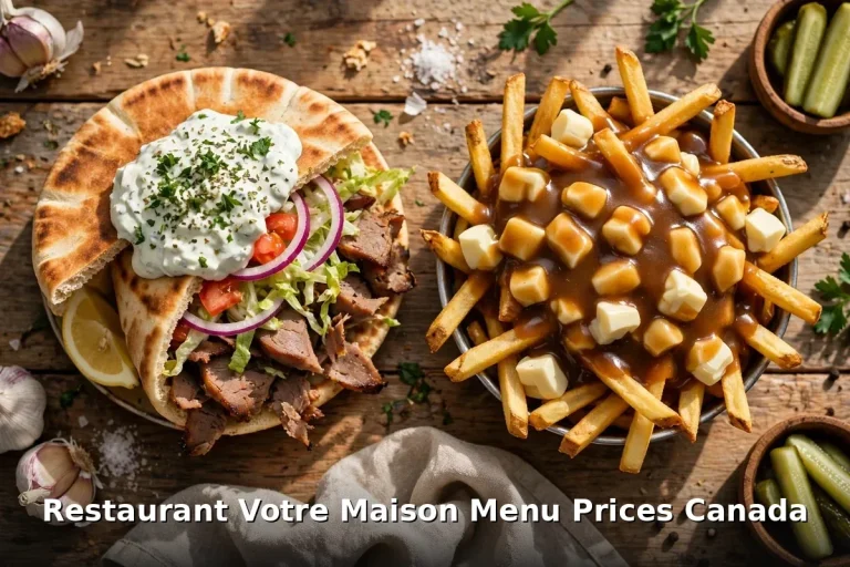 Restaurant Votre Maison menu prices Canada, Greek gyros pita and poutine with cheese curds and gravy in Longueuil Quebec