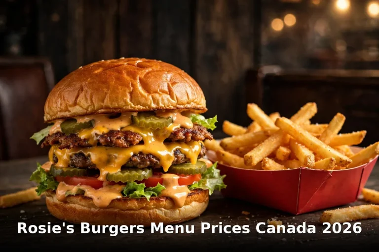 Double smash burger with melted cheese and crispy fries, rosie's burgers menu prices canada