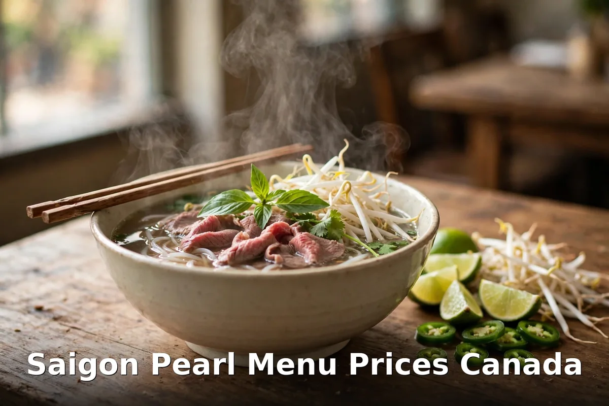 Saigon Pearl menu prices Canada - Vietnamese pho with spring rolls and lime