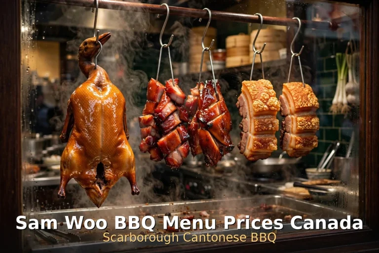Sam Woo BBQ Menu Prices Canada - AI-generated Cantonese BBQ roast-duck shop-window spread, sam woo bbq menu prices