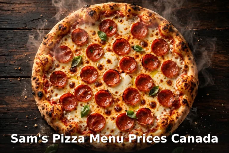 Sam's Pizza menu prices Canada 2026: donair pizza, garlic fingers and cheesy pepperoni pizza spread