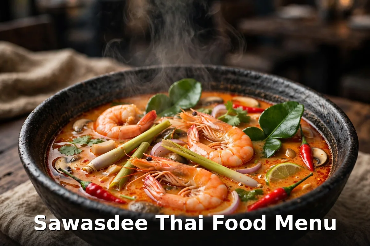 Sawasdee Thai food price, tom yum soup and satay at Sawasdee Toronto