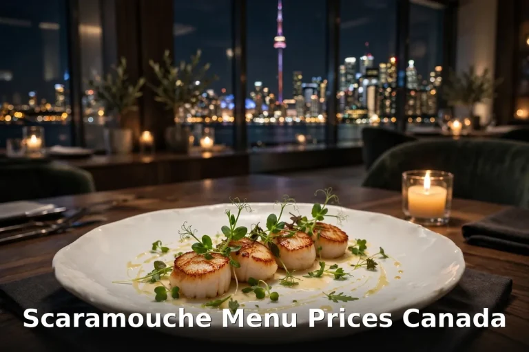 Scaramouche menu prices Canada 2026: elegant French fine dining plate at Scaramouche Toronto