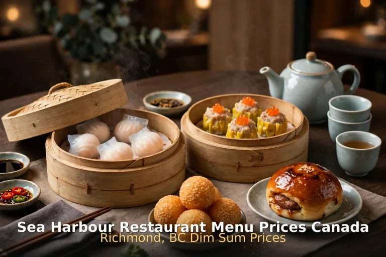 Sea Harbour Restaurant Cantonese dim sum spread, Sea Harbour menu prices Canada 2026