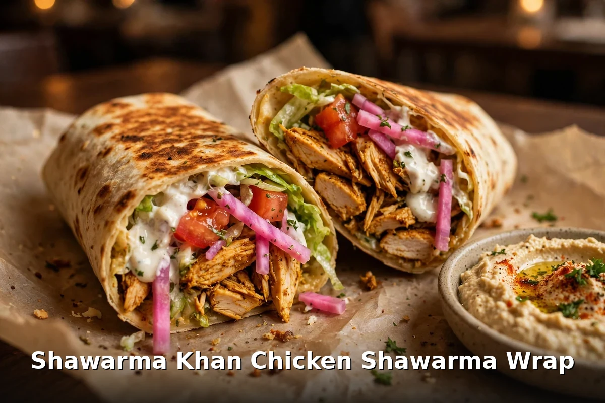 Shawarma Khan chicken shawarma wrap, shawarma khan menu prices