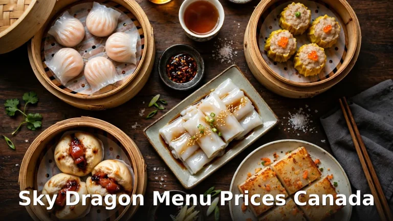 Sky Dragon menu prices Canada 2026: cart-service dim sum spread with har gow, siu mai and rice rolls in Toronto Chinatown, sky dragon menu prices canada