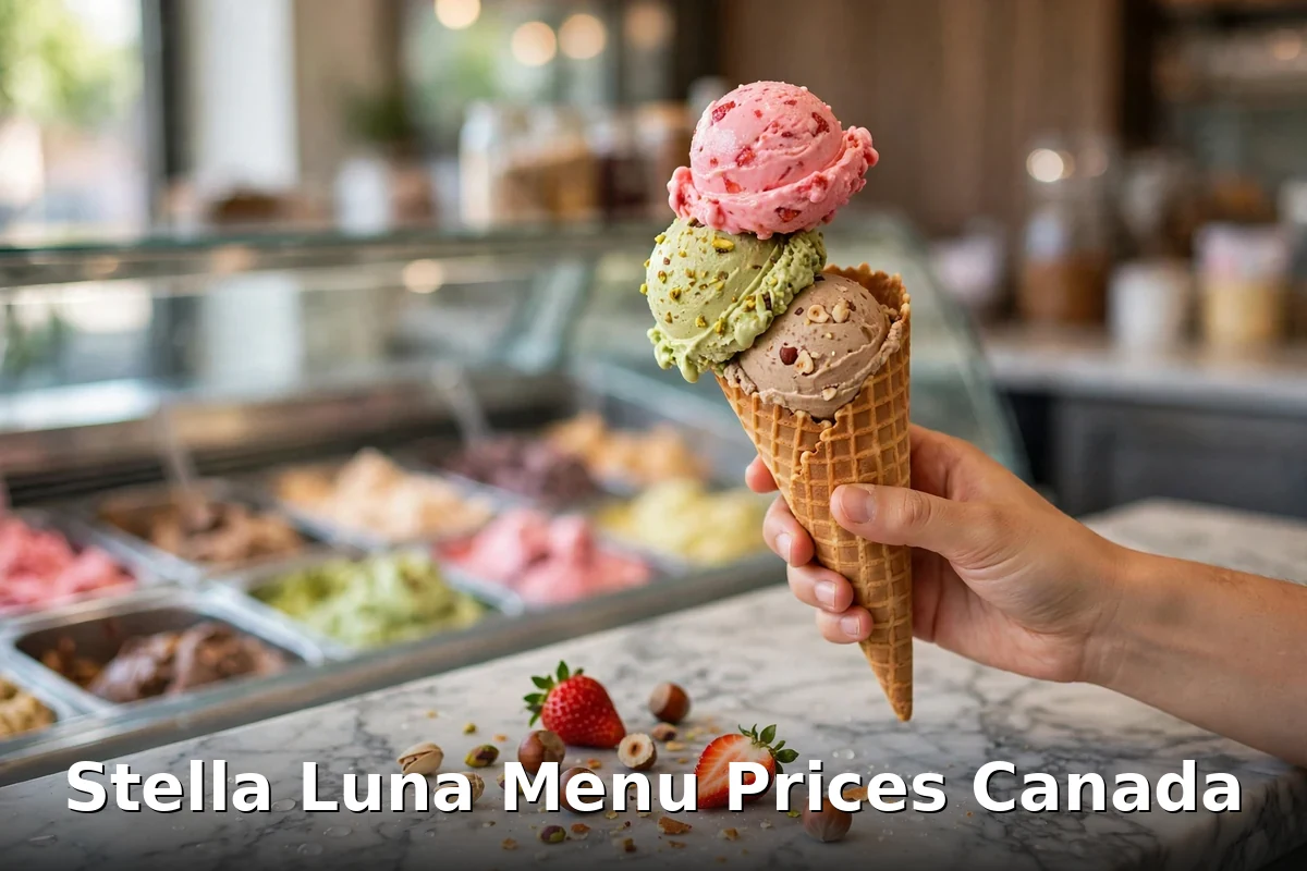Stella Luna menu prices Canada, gelato cone at the Bank Street Ottawa cafe