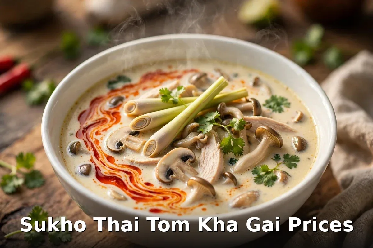 Coconut Tom Kha Gai soup bowl, sukho thai tom kha gai prices Canada Thai restaurant GTA