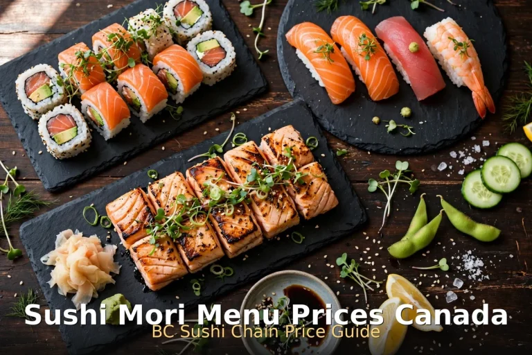 AI-generated BC sushi spread at Sushi Mori, sushi mori menu prices canada 2026