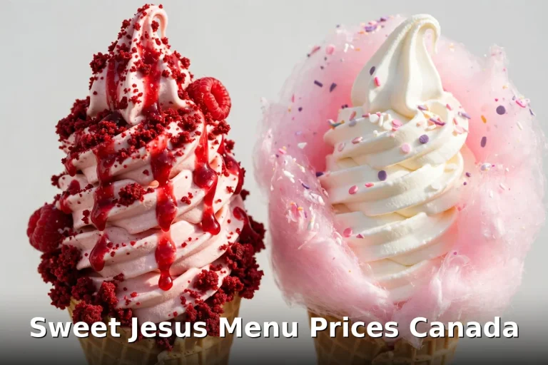 Sweet Jesus menu prices, Red Rapture and cotton candy Krusty the Cone soft-serve desserts at Sweet Jesus Toronto Canada 2026