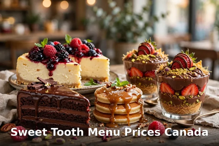 Sweet Tooth menu prices, cheesecake slices and Dubai chocolate desserts at Sweet Tooth Toronto Canada 2026