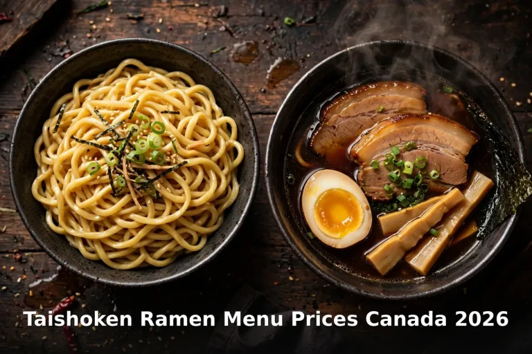 Steaming tsukemen dipping noodles with rich broth at Taishoken Ramen, taishoken ramen menu prices canada 2026