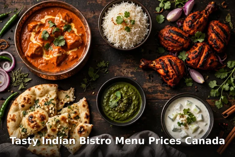 Tasty Indian Bistro butter chicken and tandoori spread, Tasty Indian Bistro menu prices Canada 2026