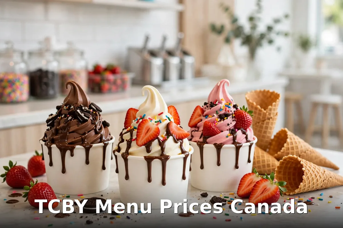 TCBY Menu Prices Canada 2026: frozen yogurt cups with toppings, tcby menu prices canada