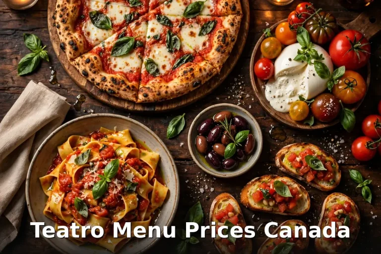 Teatro menu prices Canada 2026 featured: AI-generated Italian fine-dining spread photo