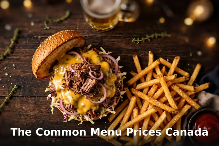 The Common menu prices Canada 2026 featured: AI-generated brisket burger and fries photo