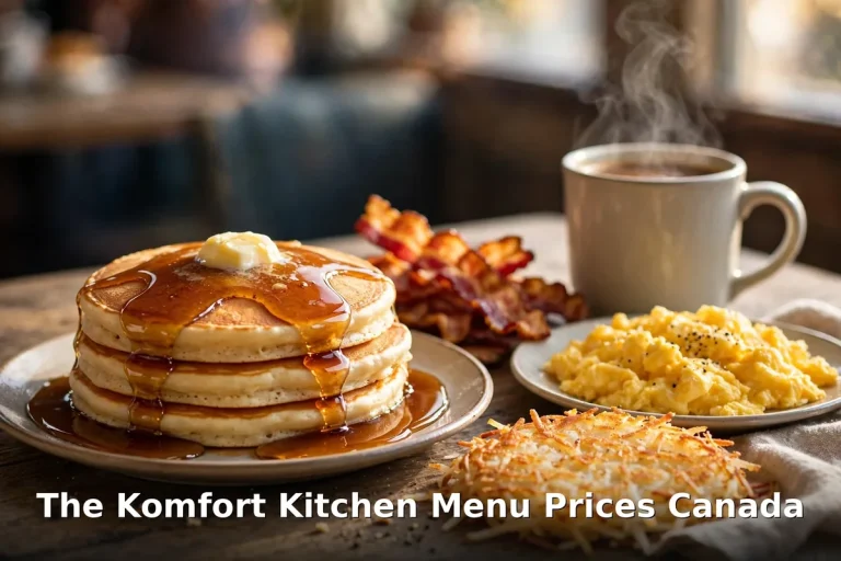The Komfort Kitchen Menu Prices Canada 2026: classic diner breakfast spread, komfort kitchen menu