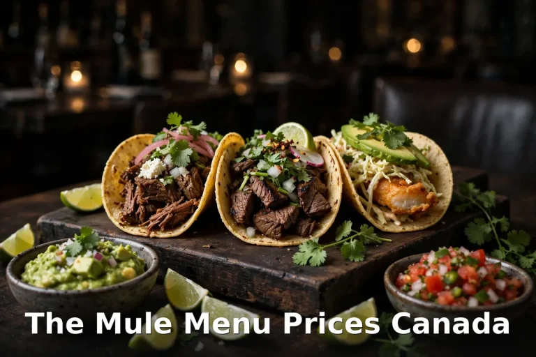 The Mule menu prices Canada 2026 featured: AI-generated tacos photo