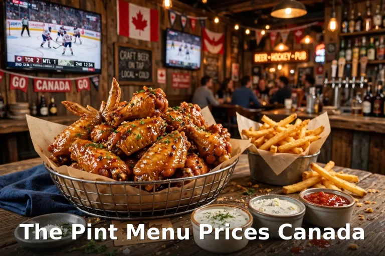The Pint menu prices Canada: wings and fries at a Canadian sports pub