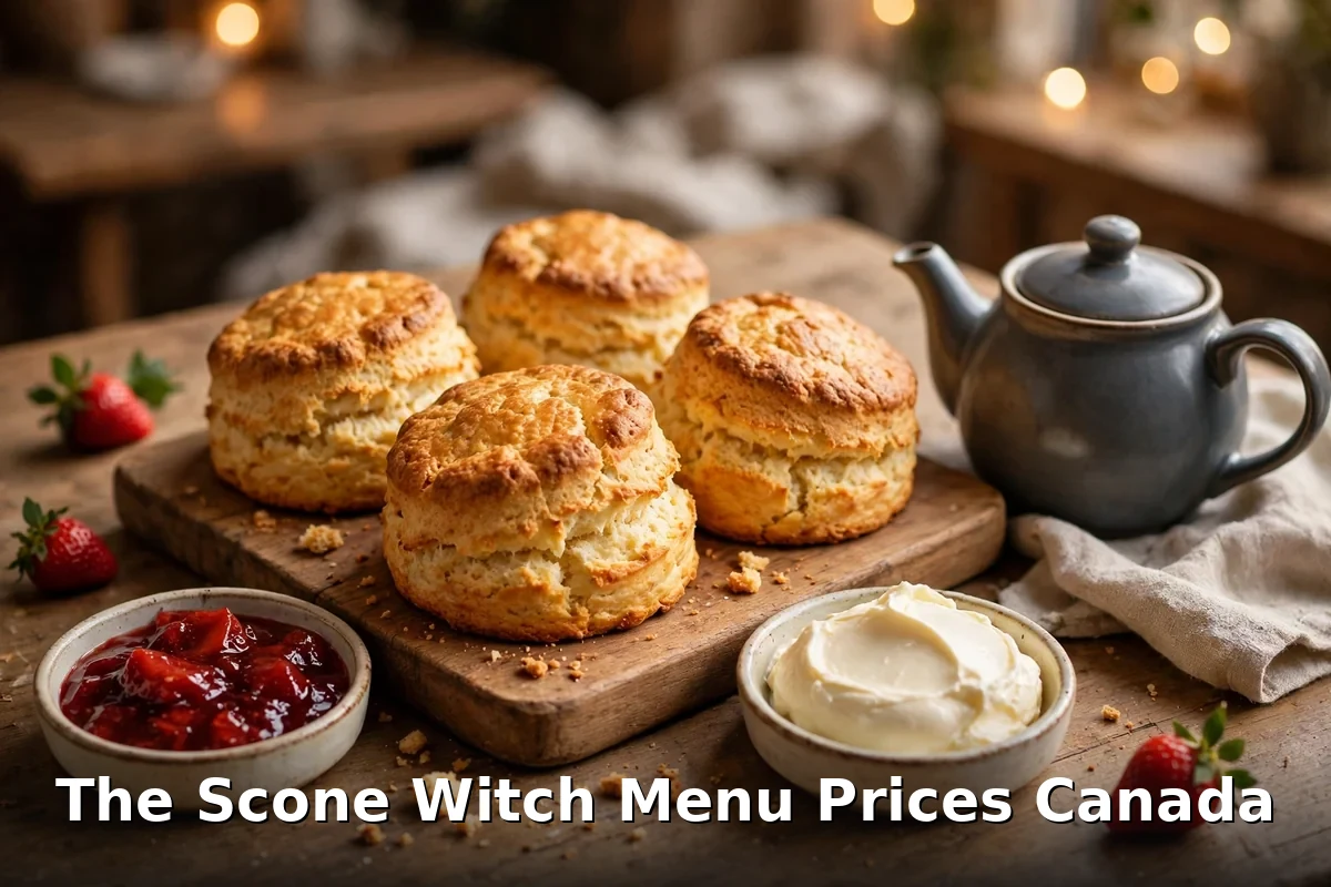 The Scone Witch menu prices Canada, fresh Ottawa scones with clotted cream and jam beside a teapot