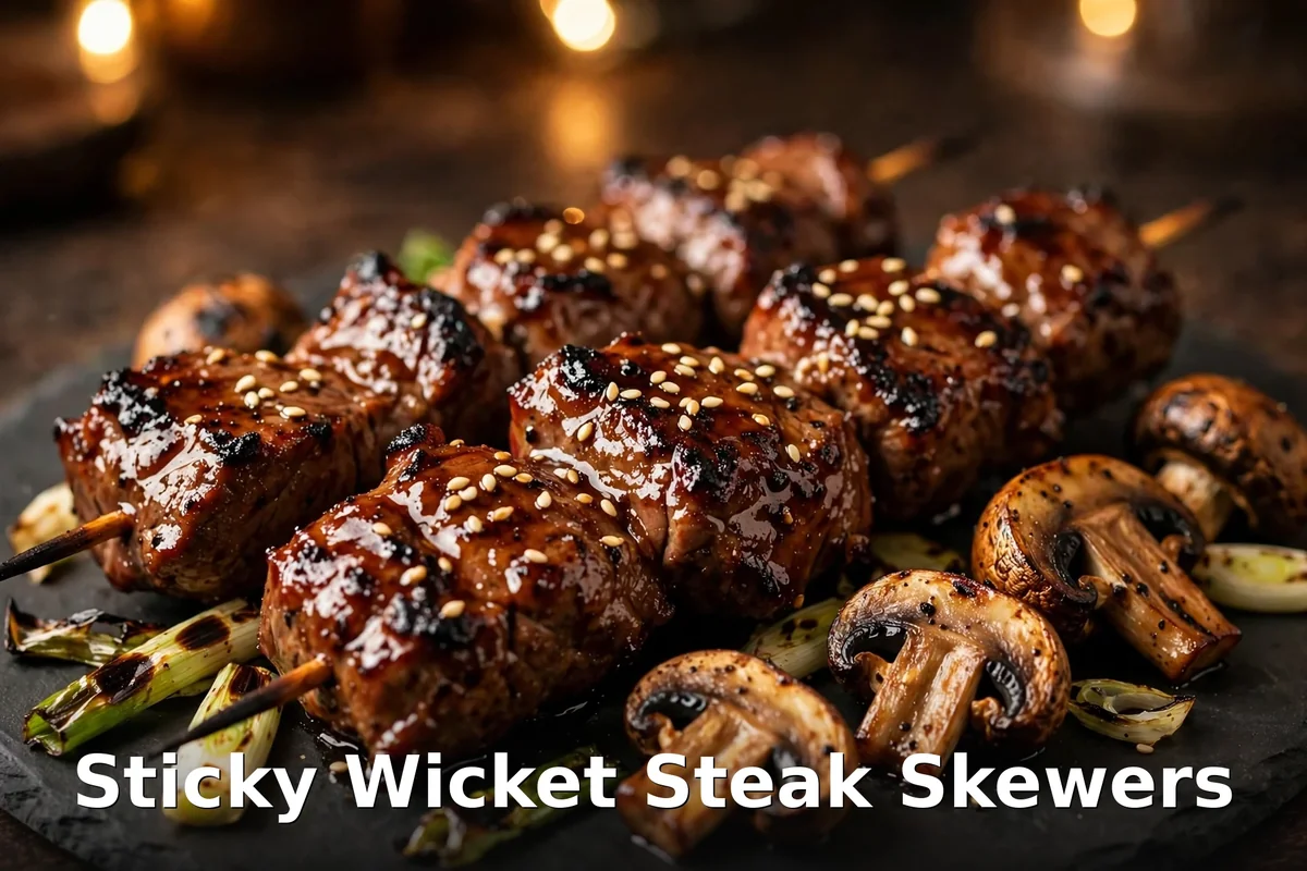 Sticky Wicket steak skewers, ginger honey sirloin skewers, Sticky Wicket menu prices Canada