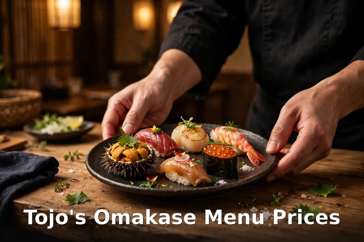 Tojo's omakase menu prices Canada - chef-plated premium sushi course, Tojo's menu prices