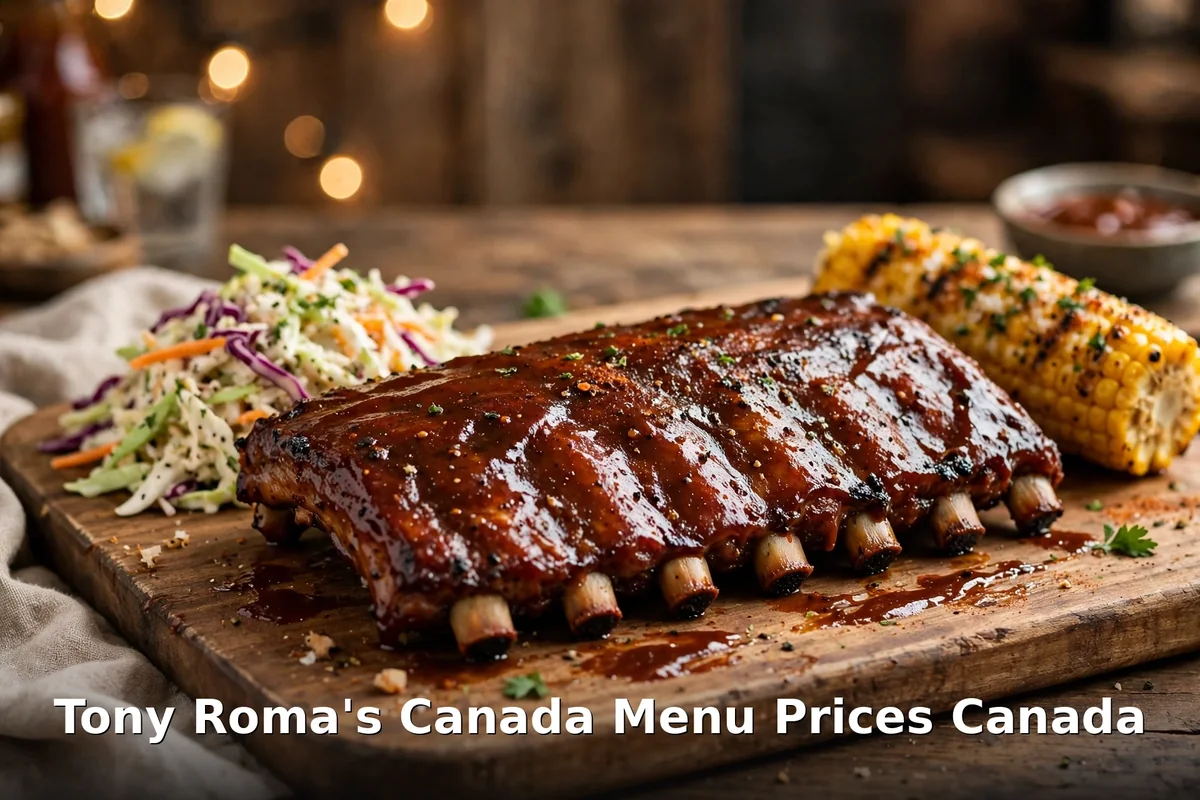 tony romas canada menu prices Canada 2026: AI-generated baby back ribs platter, Tony Roma's Canada Menu Prices Canada