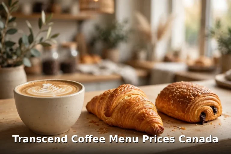 AI-generated cafe latte art in a warm Edmonton coffee shop, transcend coffee menu prices canada 2026