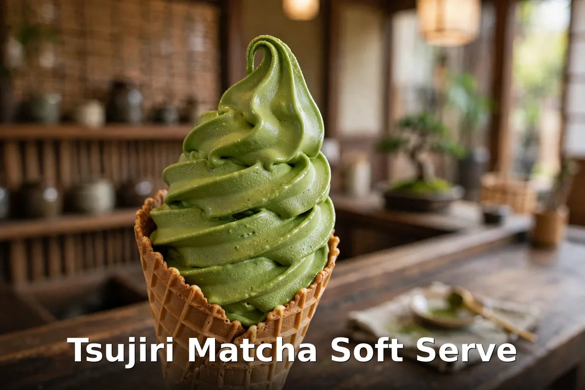 Tsujiri soft serve price Canada: matcha, vanilla, twist and houjicha soft cream cup $6.60 to $7.50
