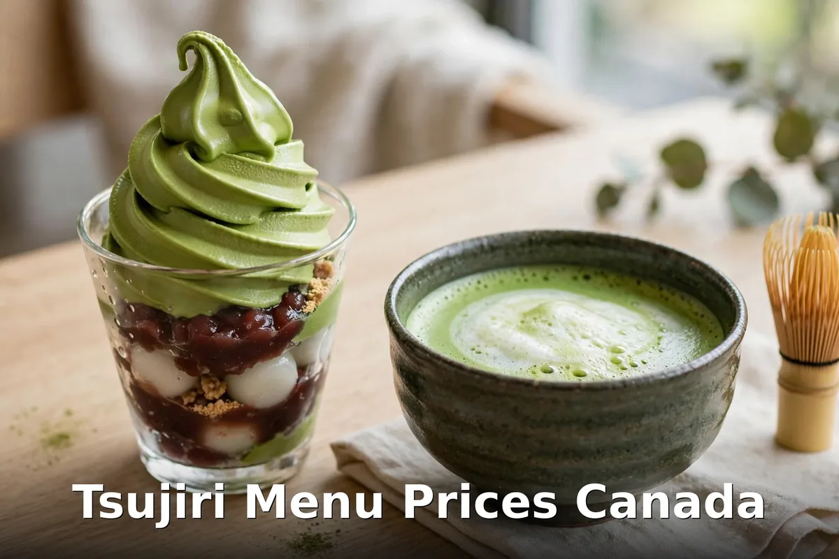 Tsujiri menu prices Canada 2026: ceremonial-grade matcha latte and Japanese desserts at the Toronto matcha house