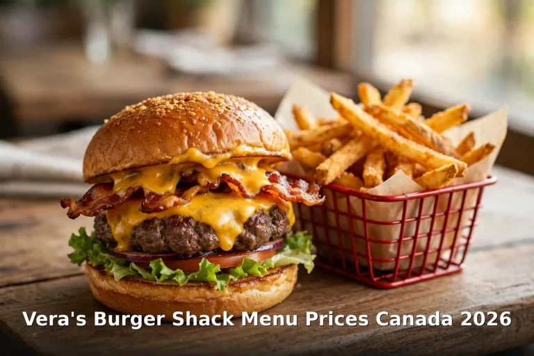 vera's burger shack menu prices canada 2026: gourmet bacon cheeseburger with double-fried fries