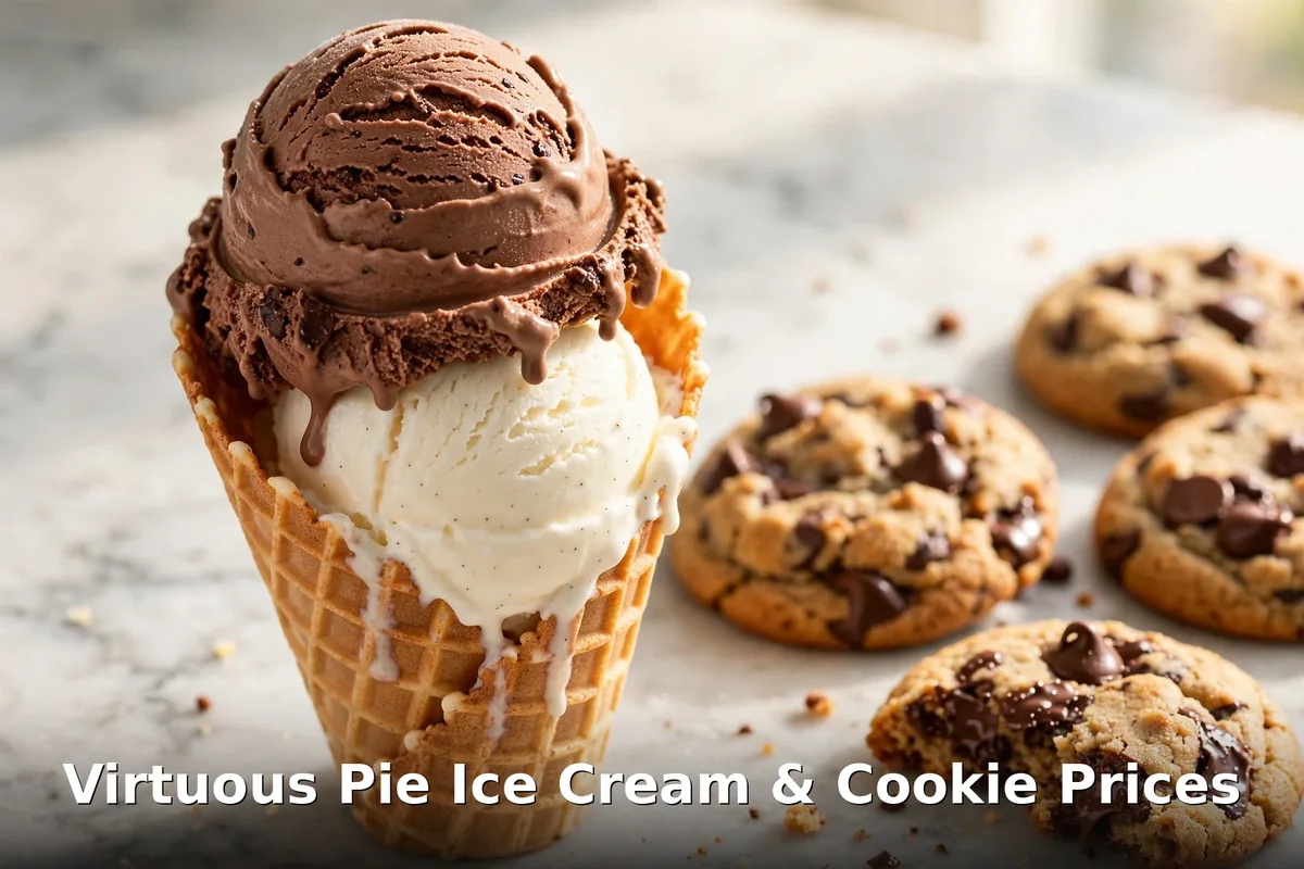 Virtuous Pie ice cream prices: dairy-free chocolate and vanilla scoops with cookies in Canada