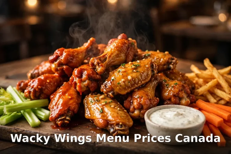 Wacky Wings menu prices Canada 2026 featured: AI-generated chicken wings platter photo
