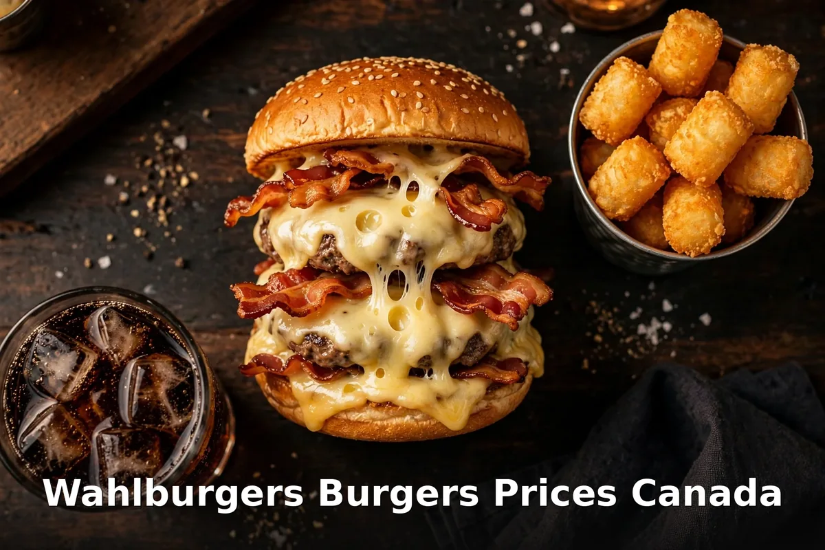 Wahlburgers burger prices Canada: bacon cheeseburger with melted cheese, tater tots and a fountain drink