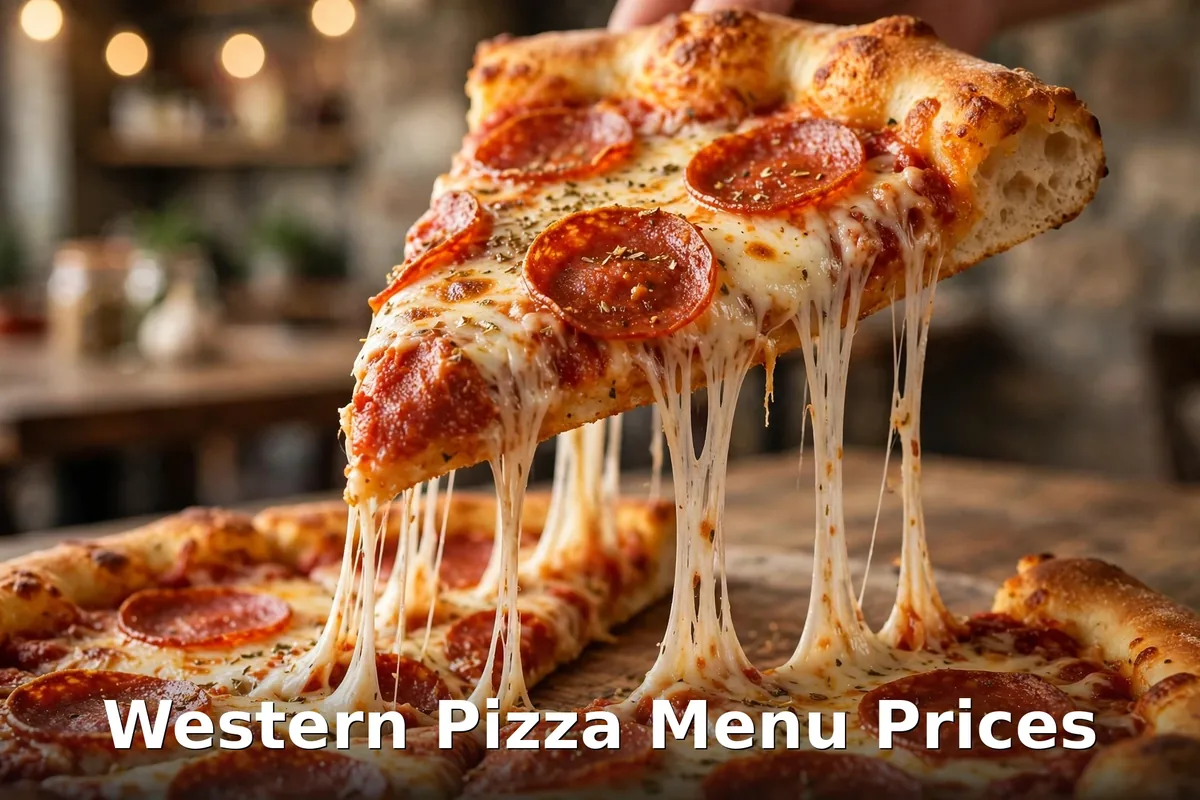 Pepperoni pizza slice with melting cheese pull, western pizza slice prices canada