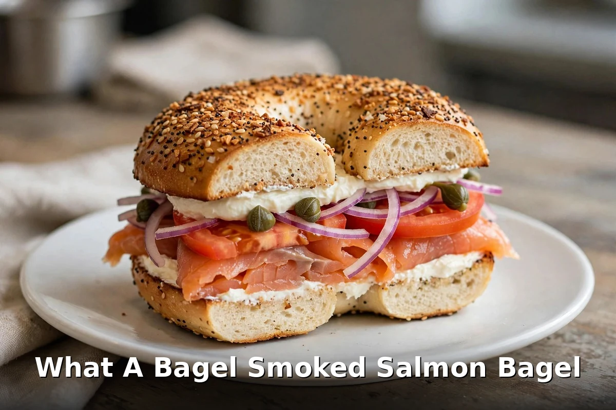 What A Bagel smoked salmon bagel with cream cheese, capers and red onion, what a bagel menu prices canada
