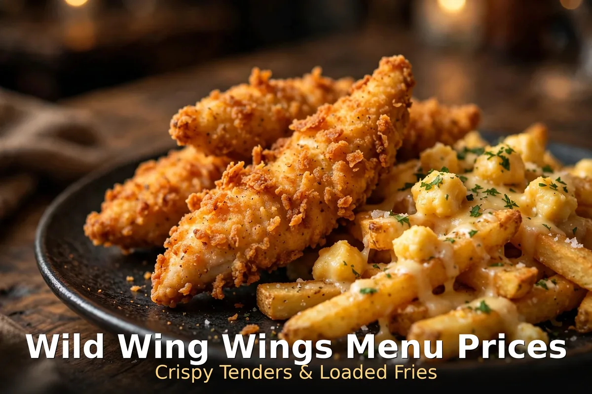 Crispy Wild Wing chicken tenders with loaded cheese fries, wild wing tenders menu prices canada