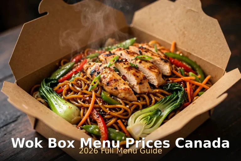 Steaming Wok Box teriyaki chicken noodle box, wok box menu prices canada 2026