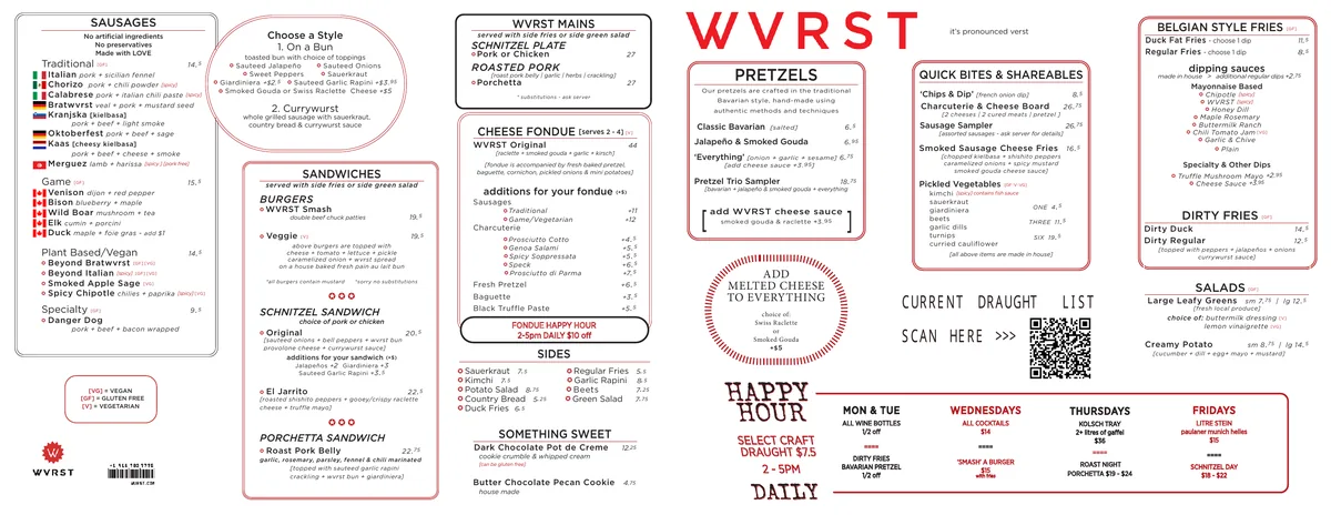 Wvrst menu prices canada