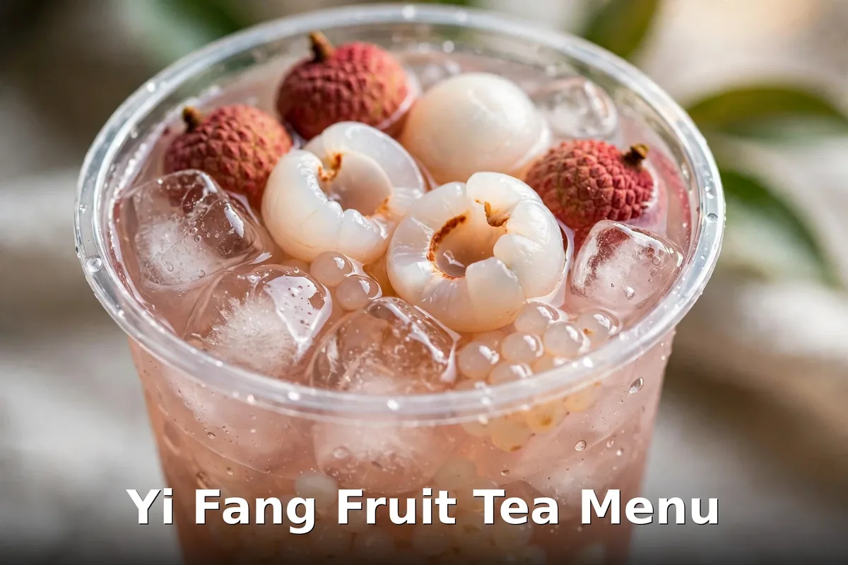 Yi Fang fruit tea drinks with fresh fruit in a clear cup, yi fang bubble tea canada prices