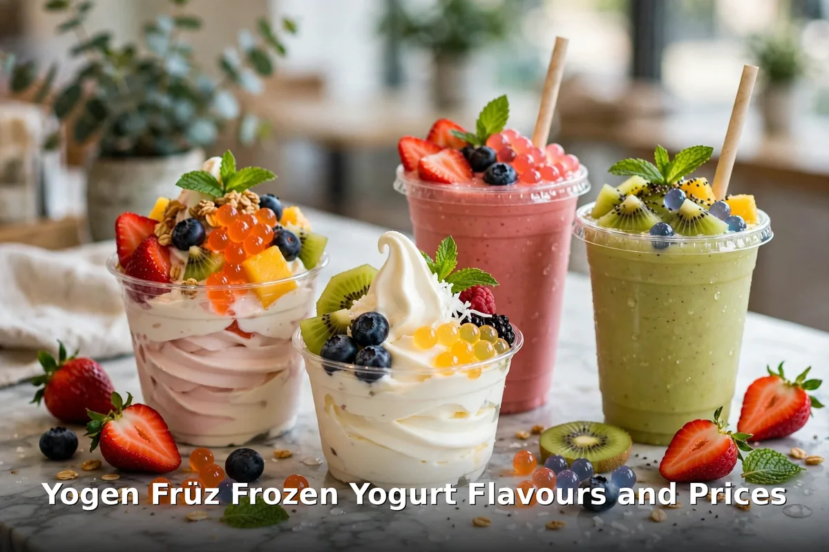 Yogen Früz frozen yogurt and smoothies close-up, yogen fruz smoothie prices canada